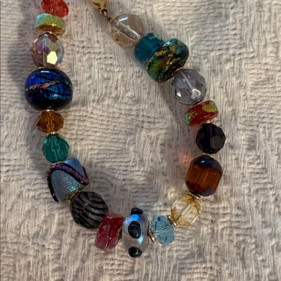 Multicolor Glass Bead Bracelet with Gold Clasp – Women’s Fashion - Picture 3 of 3